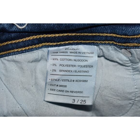 KANCAN $80 High Rise Distressed Mom Jean Stretch Denim Frayed Waist Size 25‎ - Picture 4 of 4
